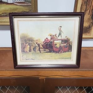 "The Old Stagecoach" framed Painting